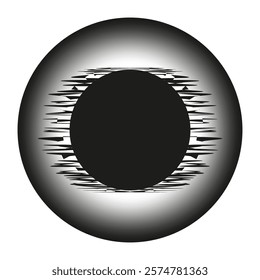 Black sun. Abstract circular icon. Gradient vector design. Radiant shadow effect.