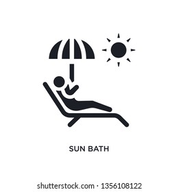 black sun bath isolated vector icon. simple element illustration from travel 2 concept vector icons. sun bath editable logo symbol design on white background. can be use for web and mobile