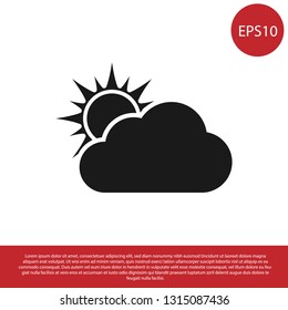 Black Sun and cloud weather icon isolated on white background. Vector Illustration
