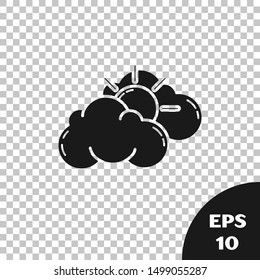 Black Sun and cloud weather icon isolated on transparent background.  Vector Illustration