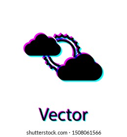 Black Sun and cloud weather icon isolated on white background.  Vector Illustration
