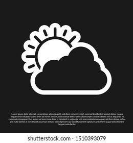 Black Sun and cloud weather icon isolated on black background.  Vector Illustration
