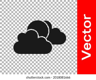 Schwarze Sonne und Wolken-Wettersymbol einzeln auf transparentem Hintergrund.  Vektorgrafik