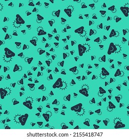 Black Sun and cloud weather icon isolated seamless pattern on green background.  Vector