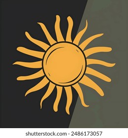 un logotipo de diseño en negro y sol 