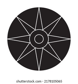 black sun design over white