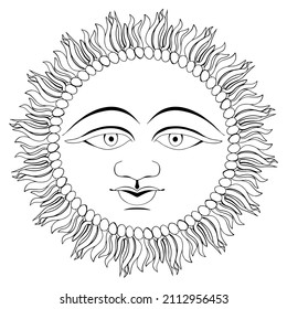 Black Sun drawing on simple white background