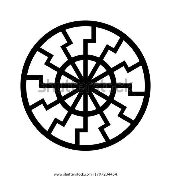 Black sun - esoteric occult symbol, sign for\
design, vector\
illustration