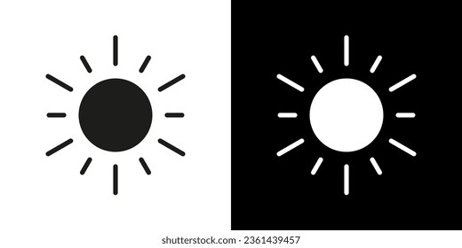 Sol negro de estilo plano. Día del icono del vector. Signo soleado. Ilustración desagradable.