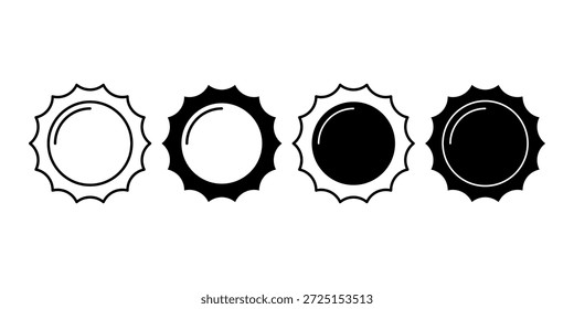 Paquete de icono de sol negro que representa la luz solar, el Clima y la energía natural. Ideal para imágenes climáticas, temas estacionales y diseños relacionados con el aire libre.