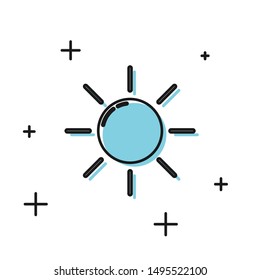 Black Sun icon isolated on white background.  Vector Illustration
