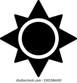 Black Sun icon isolated on white background.  Vector Illustration