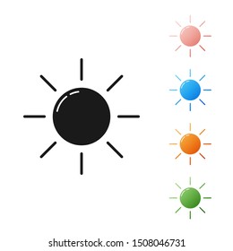 Black Sun icon isolated on white background. Set icons colorful. Vector Illustration