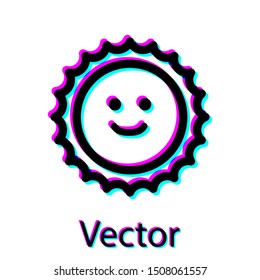 Black Sun icon isolated on white background.  Vector Illustration