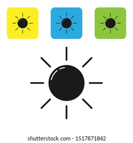 Black Sun icon isolated on white background. Set icons colorful square buttons. Vector Illustration
