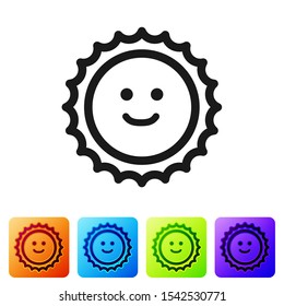 Black Sun icon isolated on white background. Set icons in color square buttons. Vector Illustration