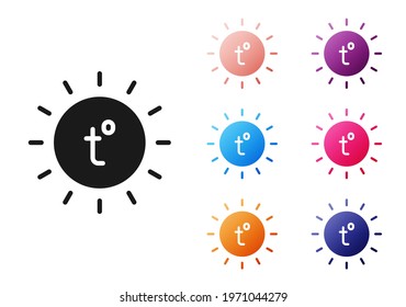 Black Sun icon isolated on white background. Summer symbol. Good sunny day. Set icons colorful. Vector