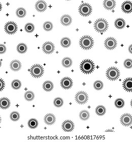 Black Sun icon isolated seamless pattern on white background.  Vector Illustration