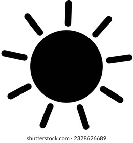 Black sun icon on isolated white background. 