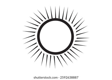 Black Sun Icon with Sharp Rays