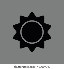 Black sun icon vector illustration. Gray background