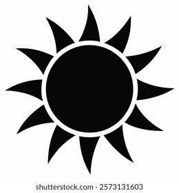 Black sun icon vector on white background.