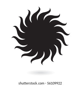 Black sun isolated on white