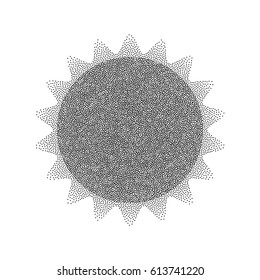 black Sun in points. stipple effect. white background. vector illustration.