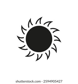Black sun sign. Vector. Flat design.