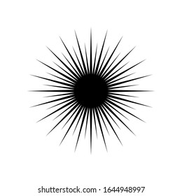 Black Sun and Sunburst or Abstract Black Circle Edgy Object Design Vector