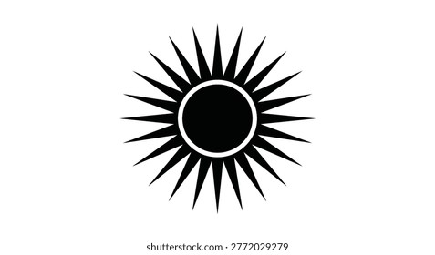 Black sun symbol with a central circle and radiating spikes