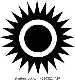 Black sun symbol icon isolated on transparency background. it is an ideal concept of weather, nature, environment, summer, light, bright, shine, energy, power, heat, solar, sunny, climate, daylight.