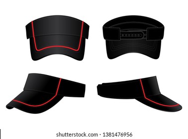 Black Sun Visor Cap Design
: Red Line