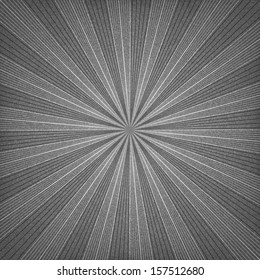 Black sunburst blank background. Grayscale sunbeam with noise effect texture. Empty retro empty vintage abstract backdrop. Template swatch in square format. Vector illustration design element 10 eps