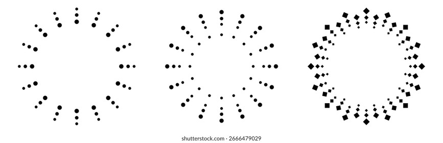 Black sunburst material set, vector illustration