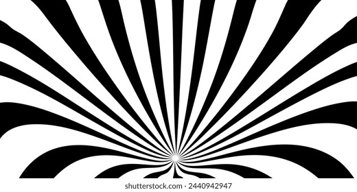 black Sunburst Pattern Background. Rays. Radial. Summer Banner. Vector Illustration