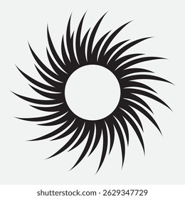 Silhueta de Sunburst preto com raios pontiagudos