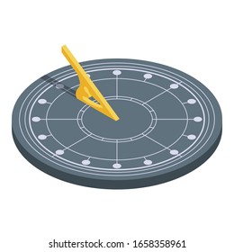 Black sundial icon. Isometric of black sundial vector icon for web design isolated on white background