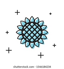 Black Sunflower icon isolated on white background.  Vector Illustration