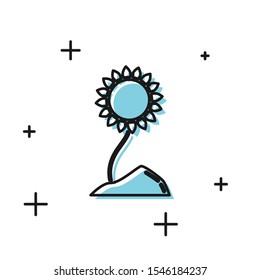 Black Sunflower icon isolated on white background.  Vector Illustration