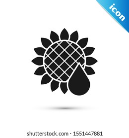 Black Sunflower icon isolated on white background.  Vector Illustration