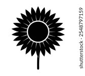 Black sunflower silhouette white background