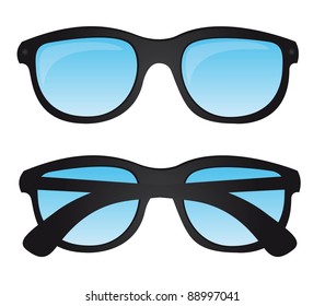 Black Sunglasses Blue Lens Over White Stock Vector (Royalty Free ...