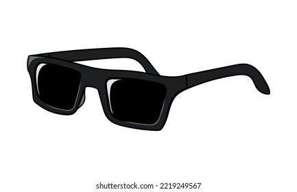 Black sunglasses doodle vector illustration. Isolated on white background