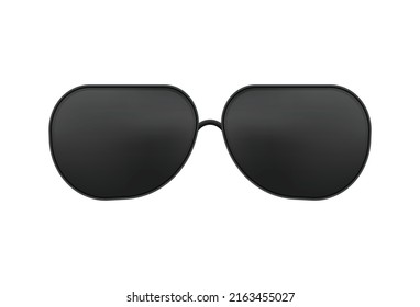 Black sunglasses. Fashionable accessory with geometrically curved lenses for comfortable wearing and convenience for vector eyes