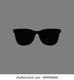 Black sunglasses icon vector illustration. Gray background