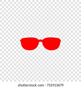 Black sunglasses icon. Vector. Red flat icon on transparent background.