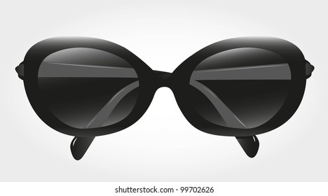 Black sunglasses isolated on blue background, vector illustration