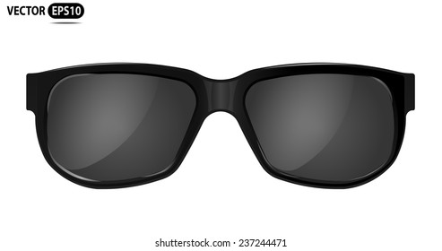 black sunglasses isolated on white vector illustration - fully editable; you can change form and color