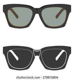 Black sunglasses side view on a white background